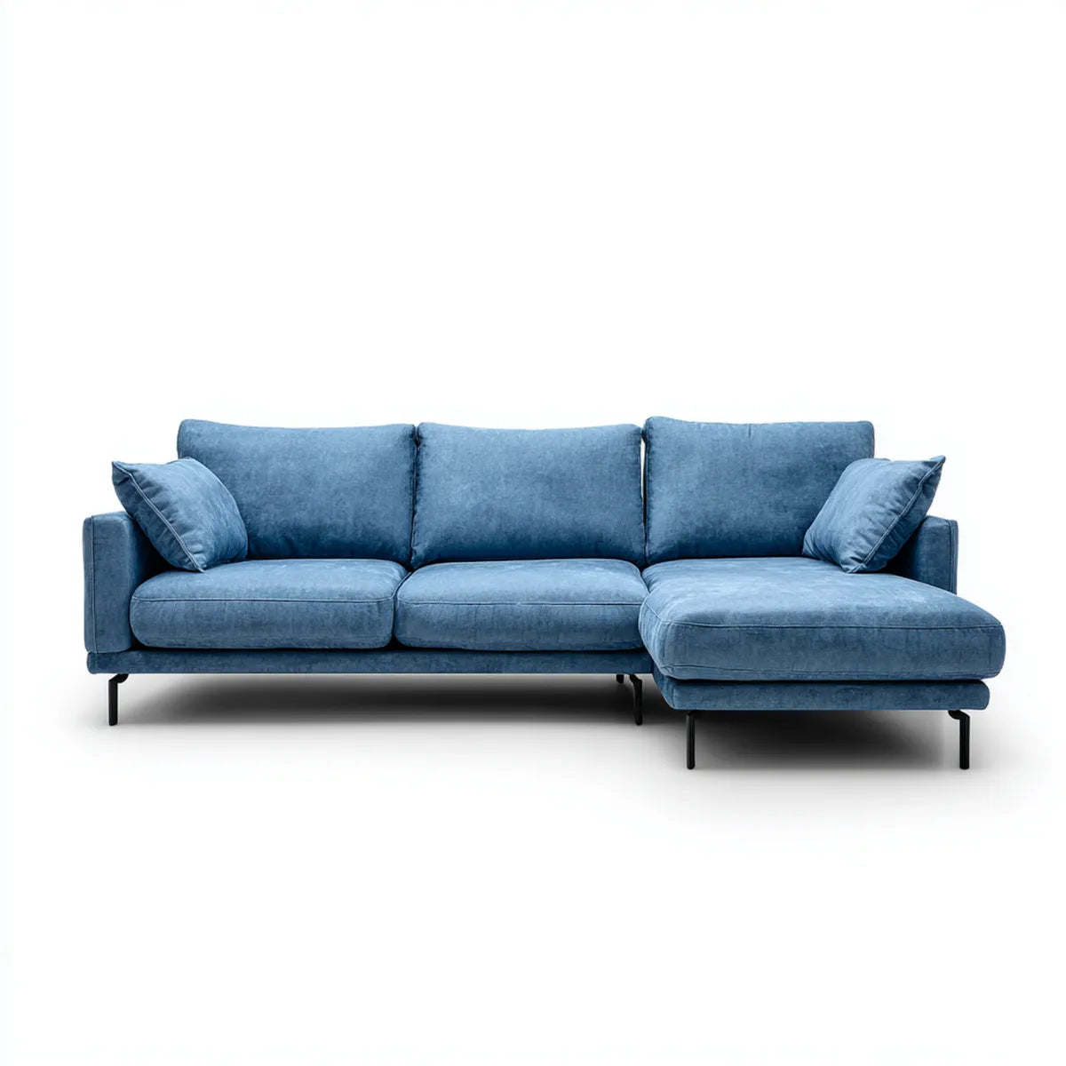 Canapé d'angle droit 4 places bleu 280 x 160 x 85 cm en velours polyester