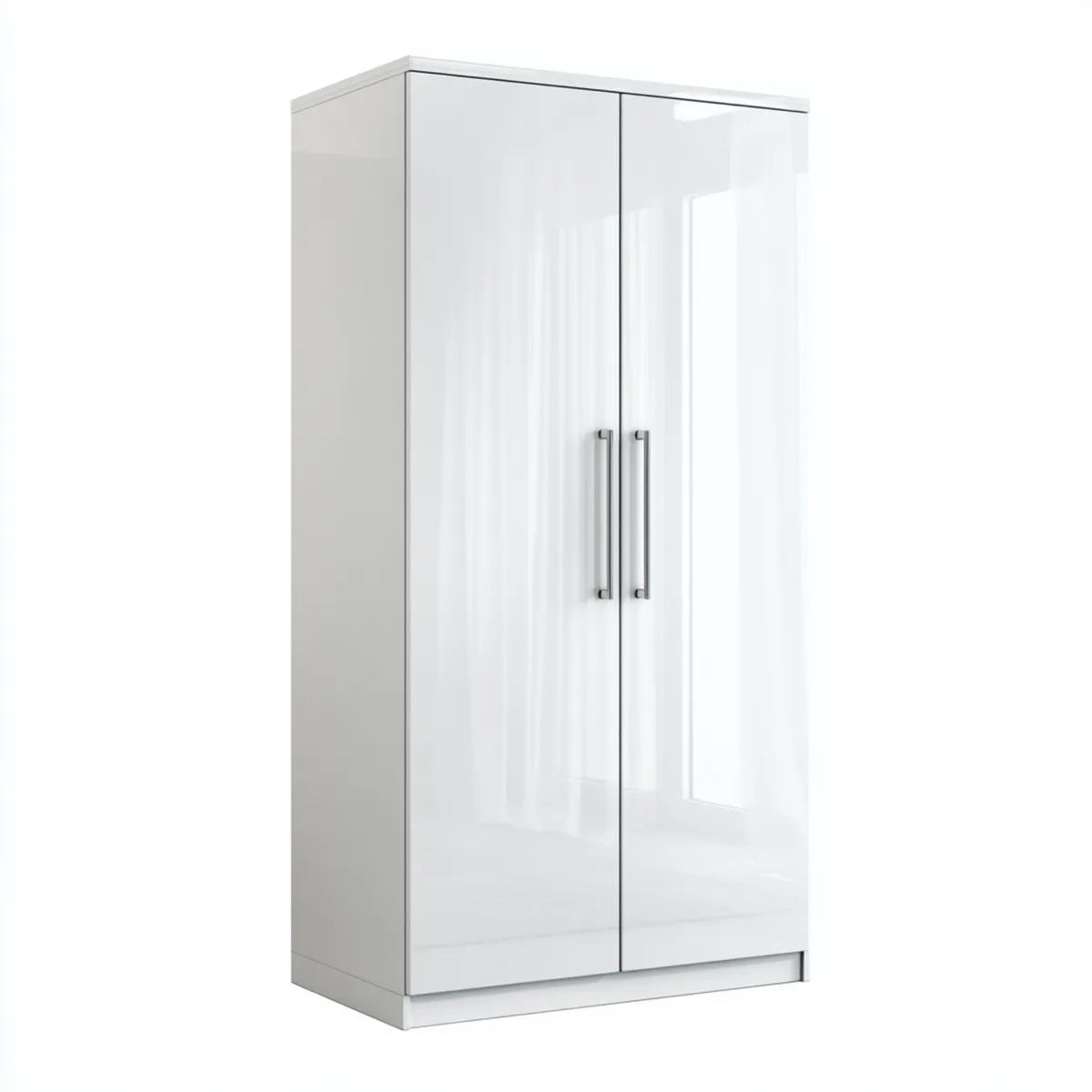 Armoire de chambre 2 portes blanche brillante en panneaux de particules 80 x 52 x 180 cm rectangulaire