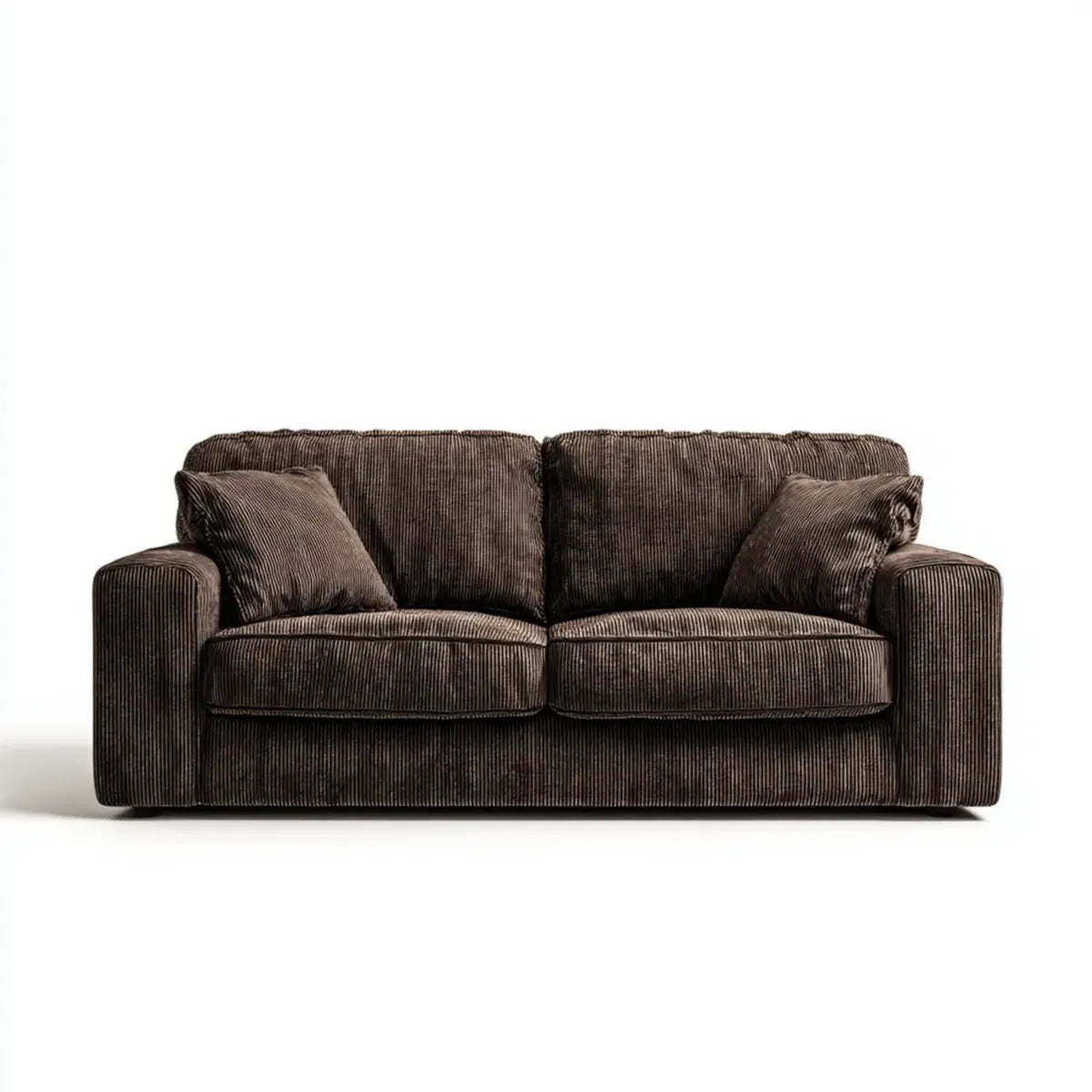 Canapé 2 places marron en velours côtelé polyester rectangulaire 180 x 90 x 85 cm