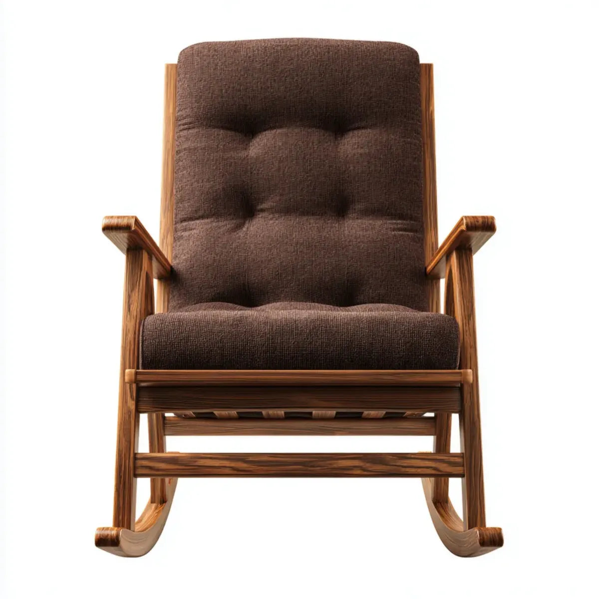 Fauteuil à bascule marron en hêtre massif et polyester 68 x 92 x 100 cm