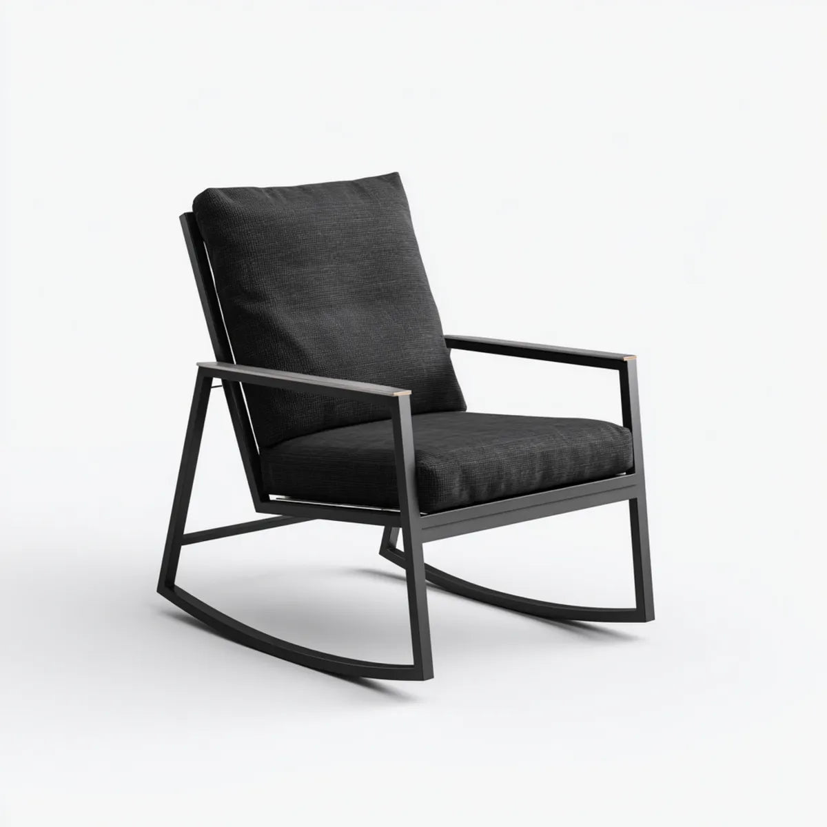 Fauteuil à bascule noir 68 x 90 x 93 cm en acier et polyester
