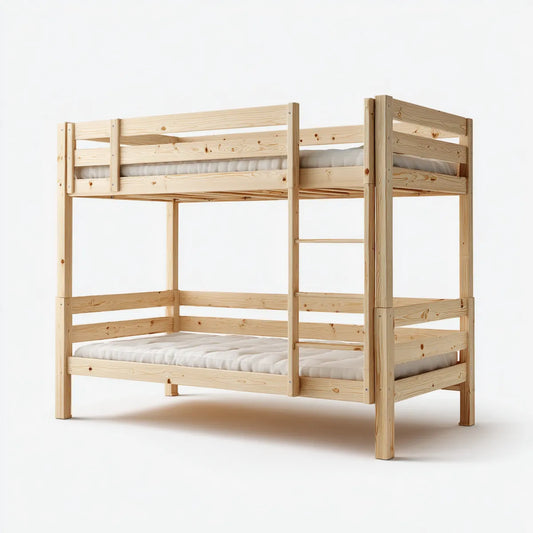 Lit superposé enfant en pin massif naturel 90 x 190 cm avec échelle