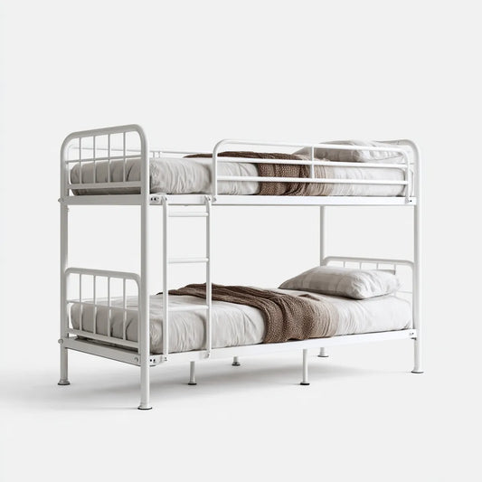 Lit superposé 2 couchages blanc 90 x 190 cm en acier rectangulaire