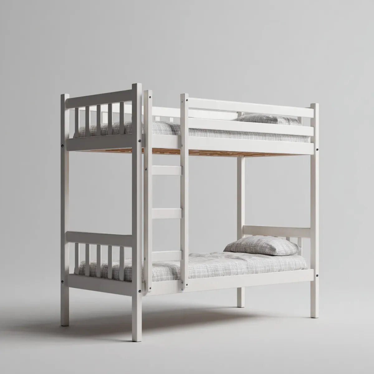 Lit superposé enfant blanc rectangulaire en pin massif 90 x 190 cm avec échelle 198 x 98 x 160 cm