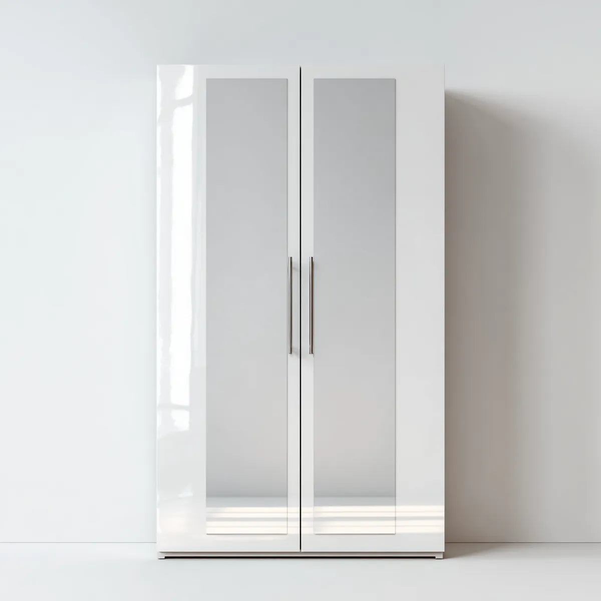 Armoire de chambre 2 portes miroir blanc brillant 80 x 52 x 180 cm panneaux MDF rectangulaire