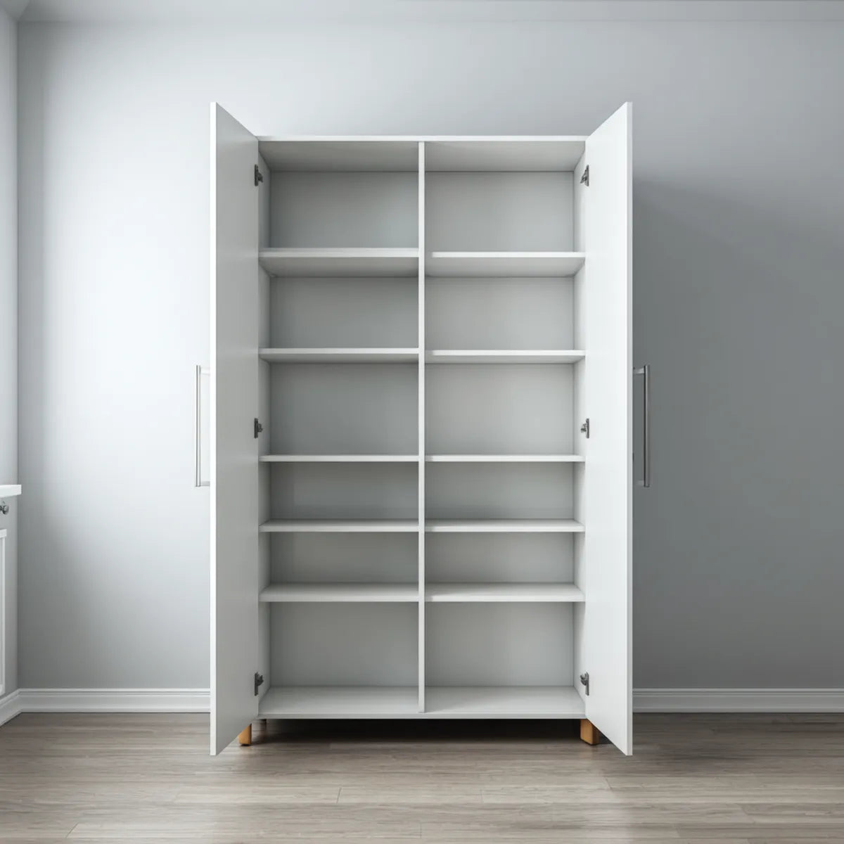 Armoire de rangement blanche 2 portes 80 x 40 x 180 cm en panneaux de particules mélaminés rectangulaire