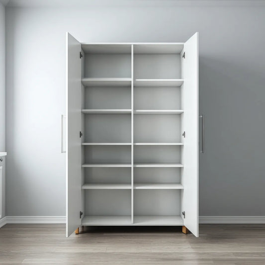 Armoire de rangement blanche 2 portes 80 x 40 x 180 cm en panneaux de particules mélaminés rectangulaire