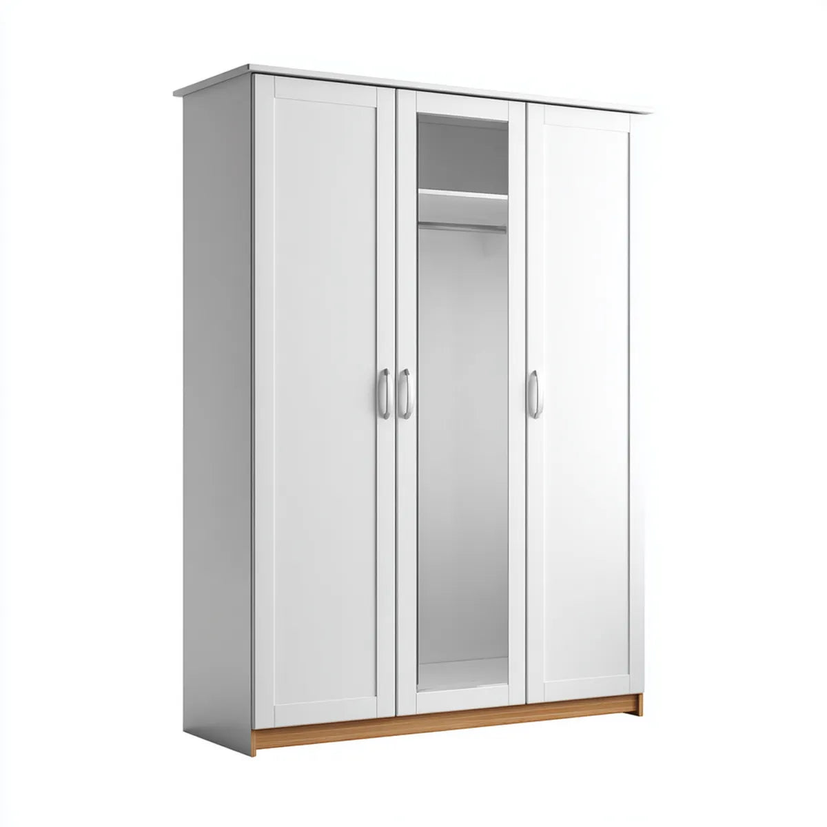 Armoire penderie 3 portes blanche chêne clair 150 x 52 x 200 cm panneaux de particules mélaminés rectangulaire
