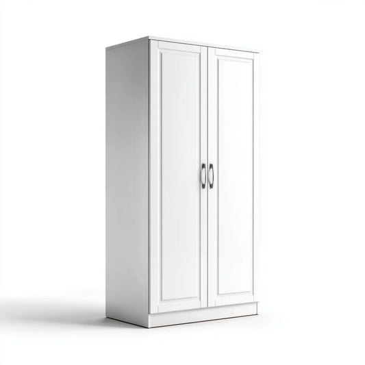 Armoire de chambre 2 portes blanche 80 x 52 x 180 cm en panneaux MDF rectangulaire