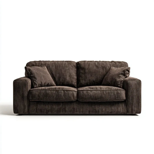 Canapé 2 places marron en velours côtelé polyester rectangulaire 180 x 90 x 85 cm