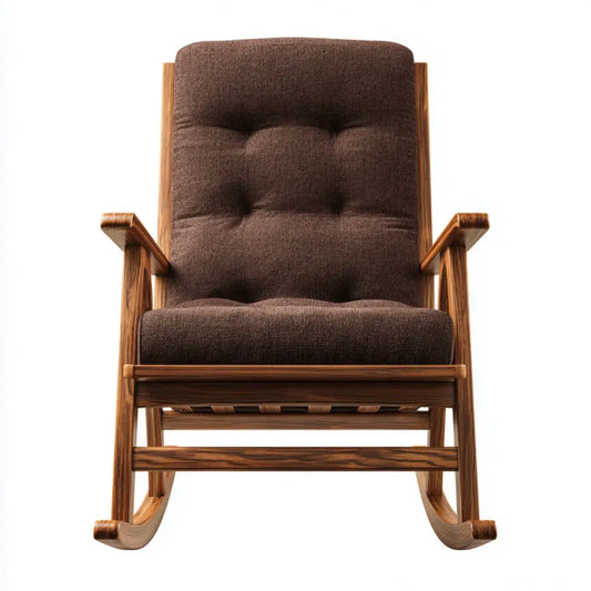 Fauteuil à bascule marron en hêtre massif et polyester 68 x 92 x 100 cm
